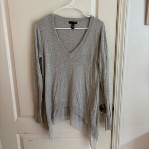 Aqua Gray V-Neck Top
